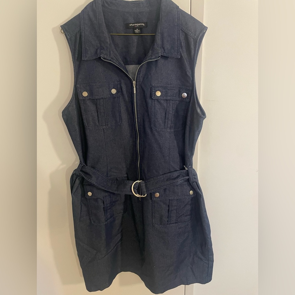Sharagano Navy Denim Midi Dress